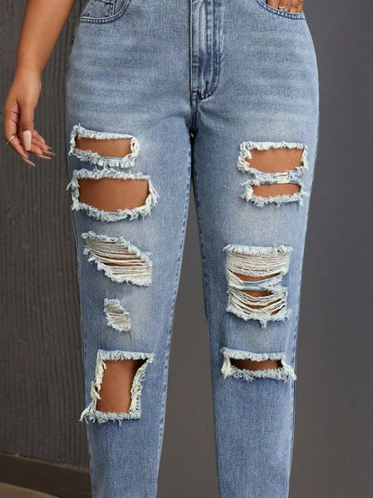 Distressed High Rise Jeans